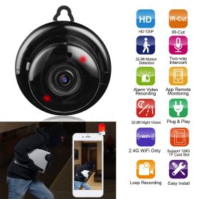 720P WiFi IP Camera Smart Home Security Surveillance Camera Night Vision Motion Detection Two Way Talk Loop Recording (Color: Black_UK)